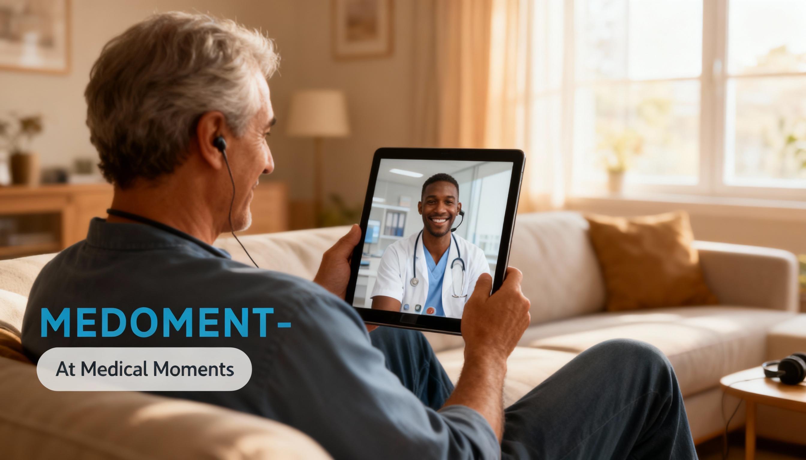 Patient having virtual consultation with specialist via tablet - MEDOMENT CARE telemedicine